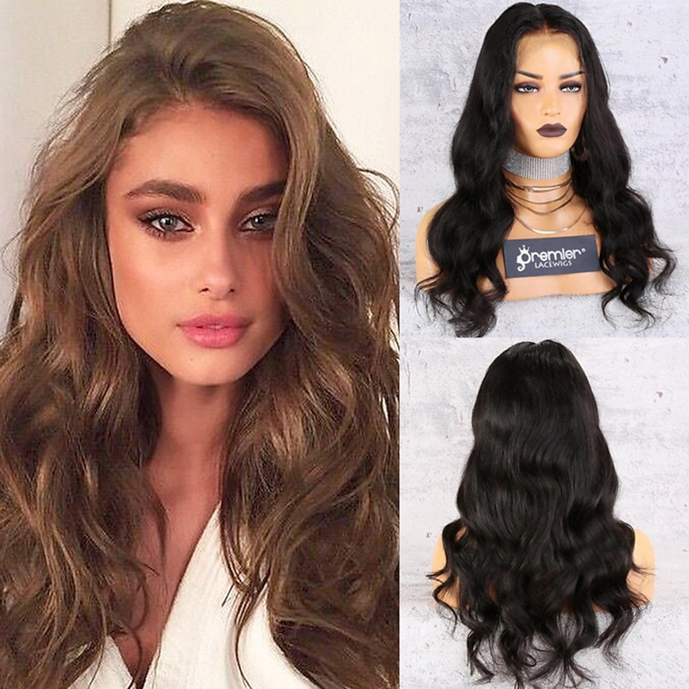 Lace Front Echthaarperücke 8-24 Zoll 13x4 Lace Front Perücken Körperwelle 130% / 150% / 180% Dichte Echthaarperücken vorgezupft mit Babyhaar Perücken mit natürlichem Haaransatz Lightinthebox