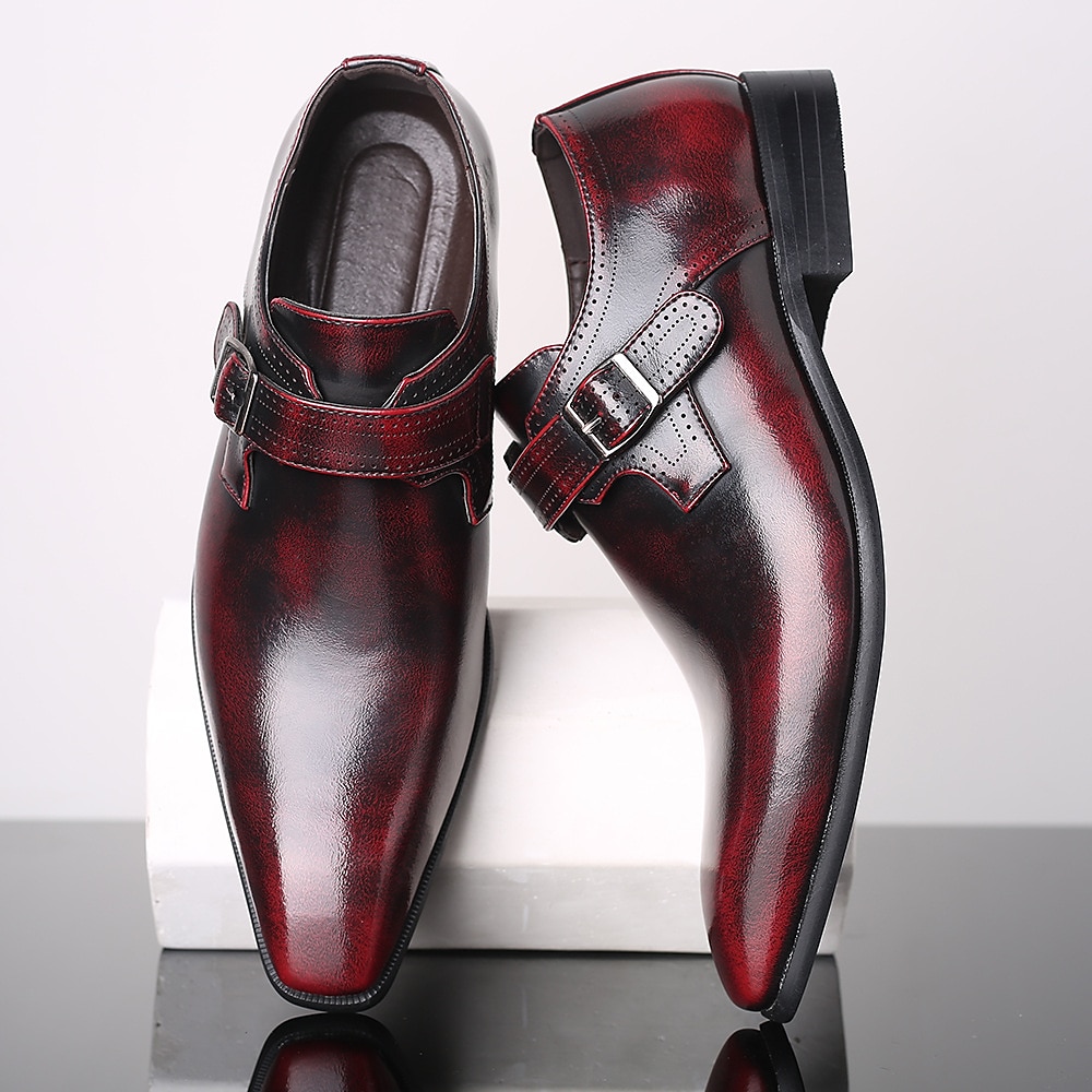 Herren Outdoor Abendschuhe Mönch Schuhe Vintage Klassisch Britisch Weihnachten Büro Karriere PU Schnalle Schwarz Burgund Braun Frühling Herbst Winter Lightinthebox