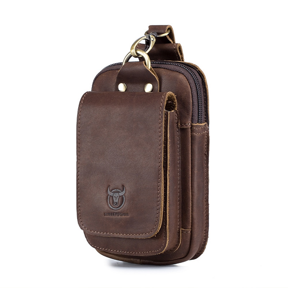 Herren Geldbeutel Geldbörse Handy-Beutel Gürteltasche Rindsleder Einkauf Feste Farbe Schwarz Braun Lightinthebox