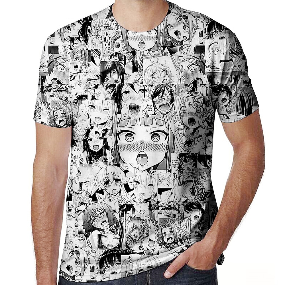 Ahegao Ahegao Cosplay Kostüm T-Shirt-Ärmel Anime 3D Print Harajuku Grafik Für Herren Damen Erwachsene Zurück zur Schule Lightinthebox