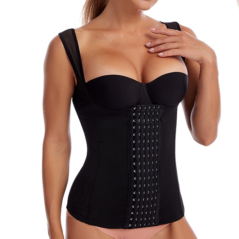 Taillentrainer-Korsetts für Frauen, Shapewear, Bauchkontrolle, Push-up, vorne eng, Büro, Yoga, Laufen, Fitnessstudio, Sport, atmungsaktiv, bequem, reine Farbe, Hakenamp;Augen-Home-Outfits Lightinthebox