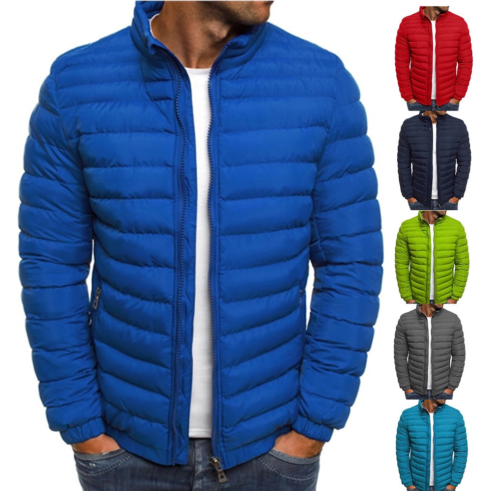 Herren Winterjacke Daunenjacke Bubble Jacke gesteppte Steppjacke Reißverschluss Oberbekleidung Outdoor Winter Bomberjacke Reißverschluss Mantel lässige Oberteile winddichte leichte Jacke Trenchcoat Lightinthebox