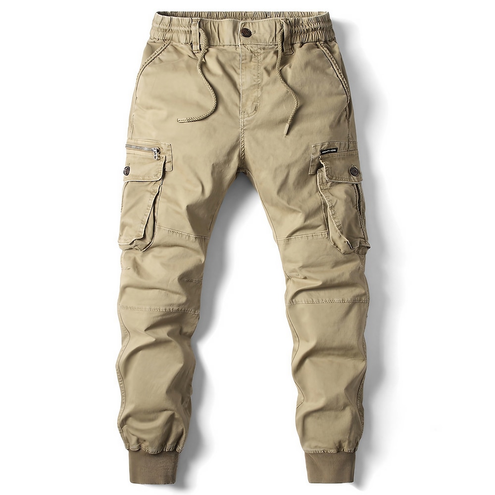 Herren Cargohose Cargohosen Cargohose Hose Hosen Taktisch Kordelzug Elastische Taille Multi Pocket Glatt Atmungsaktiv Draussen In voller Länge Casual Täglich Brautkleider schlicht Taktisch Armeegrün Lightinthebox