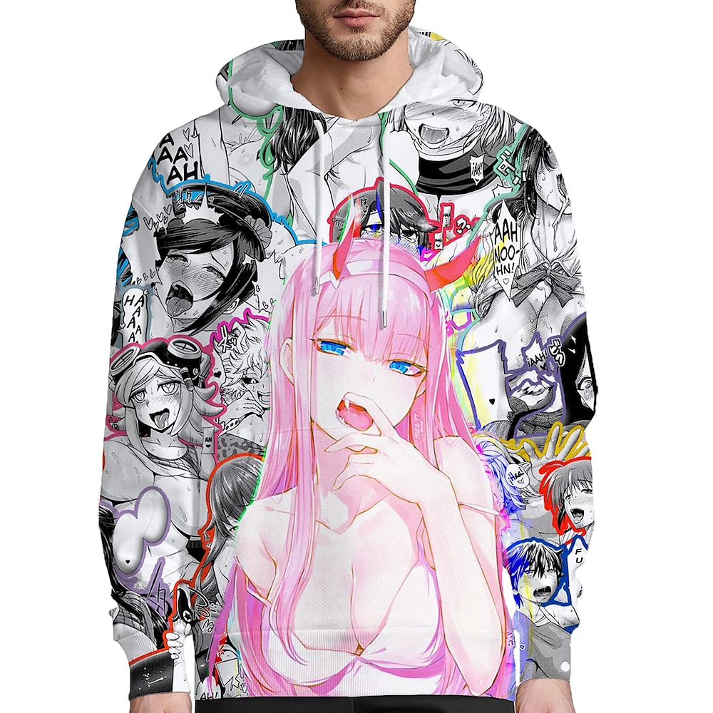 Ahegao Null Zwei Hentai Kapuzenshirt Anime Zeichentrick Anime 3D 3D Harajuku Grafik Für Paar Herren Damen Erwachsene Zurück zur Schule 3D-Druck Lightinthebox