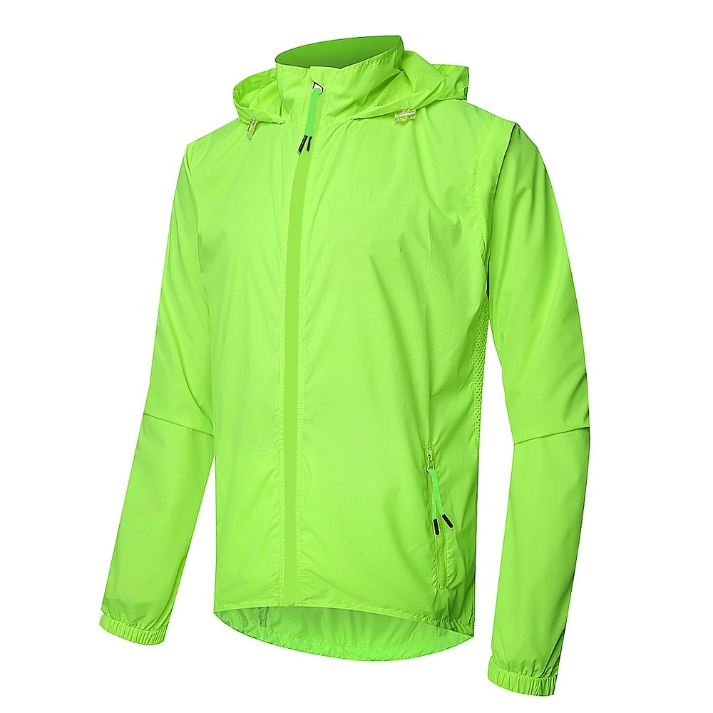 Herren Fahrradjacke Fahrradweste Fahhrad Windjacken Oberteile Warnschutz Wasserdicht Windundurchlässig Sport grün fluoreszierend Bekleidung Fahrradbekleidung / Atmungsaktiv / Reflexstreiffen Lightinthebox