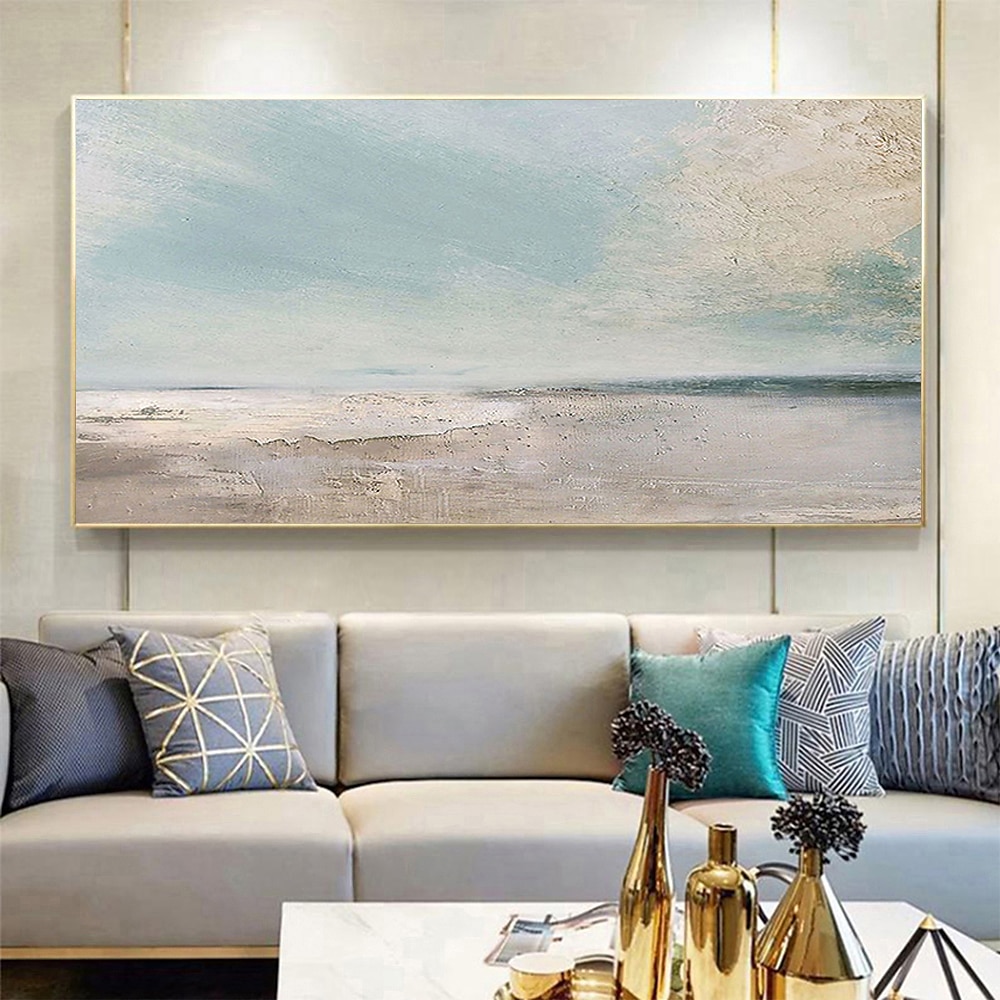 Handgefertigtes Ölgemälde auf Leinwand, Wandkunst, Dekoration, abstrakte Meereslandschaft, Strand, Ozean, für Wohnkultur, gerollt, rahmenlos, ungedehnt Lightinthebox