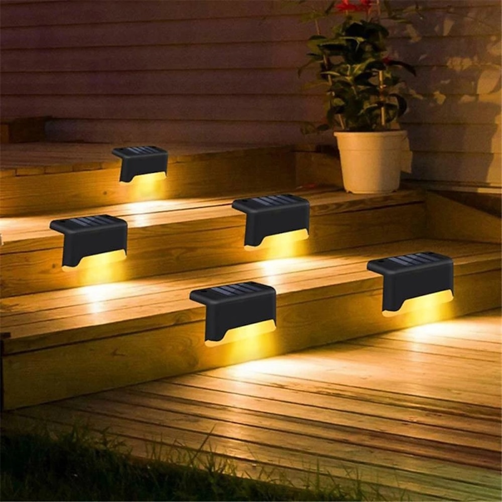 4 Stück Solar-Stufenleuchten im Freien LED-Deck-Treppenleuchten wasserdichte LED für Gartenzaun-Stufengeländer Treppen Hof-Terrassenweg-Weihnachtslicht Lightinthebox