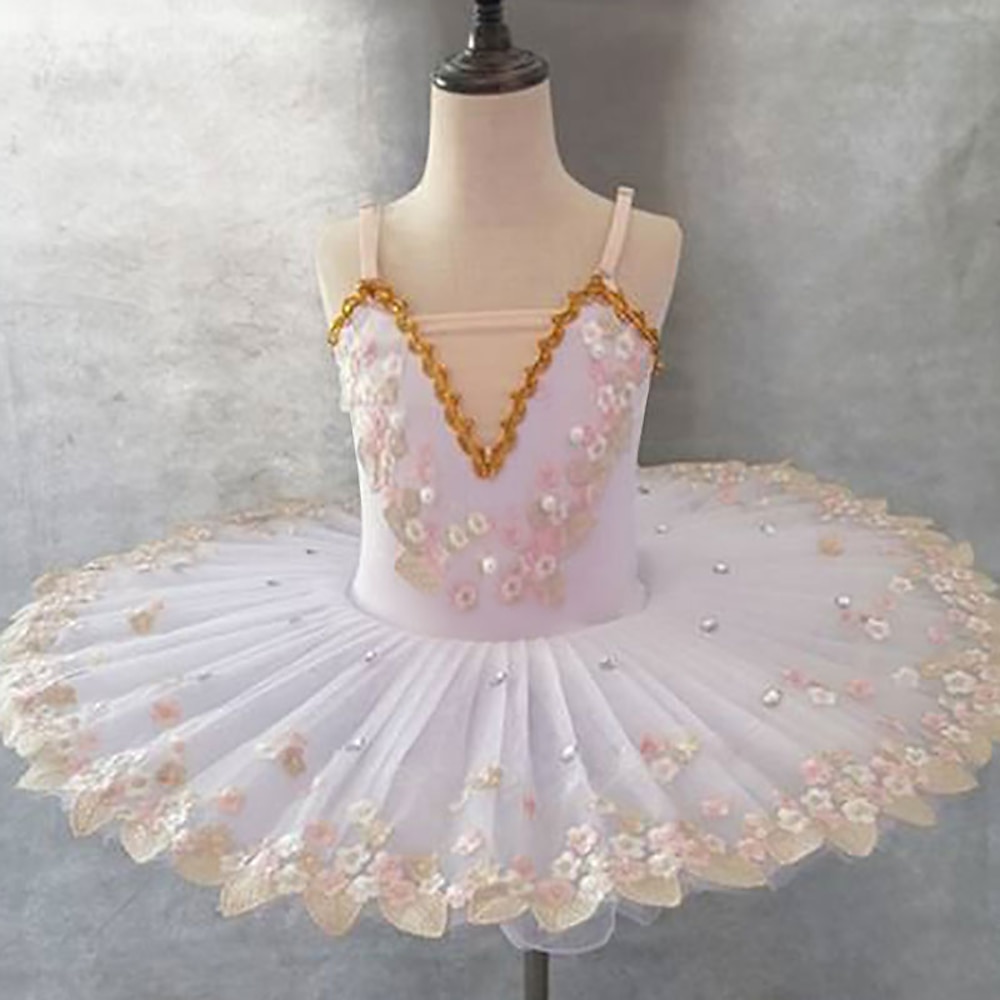 ballett tutu kleid kinder dancewear kristall spitze druck stickerei mädchen training leistung ärmellos hoch elastan spitze tüll Lightinthebox