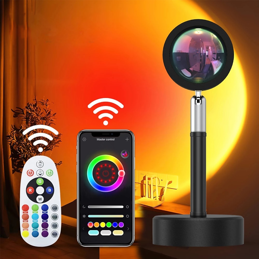 rgb sonnenuntergang lampe fernbedienung 16 farben remote app bluetooth sonnenuntergang projektionslampe regenbogen atmosphäre led-lampen 5w usb nachtlichter Lightinthebox