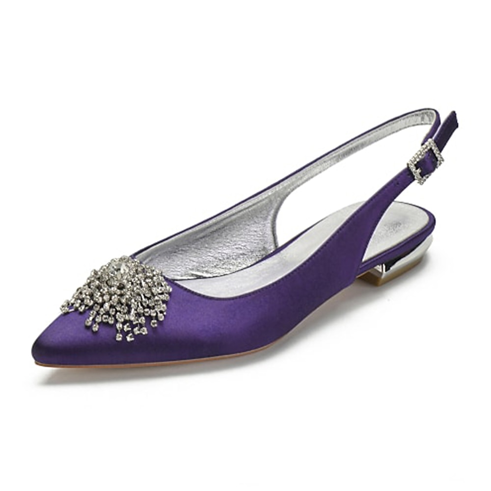 Lila Slingback-Schuhe aus Satin für Damen mit Strassverzierungen - elegante Hochzeitsschuhe für Bräute Lightinthebox