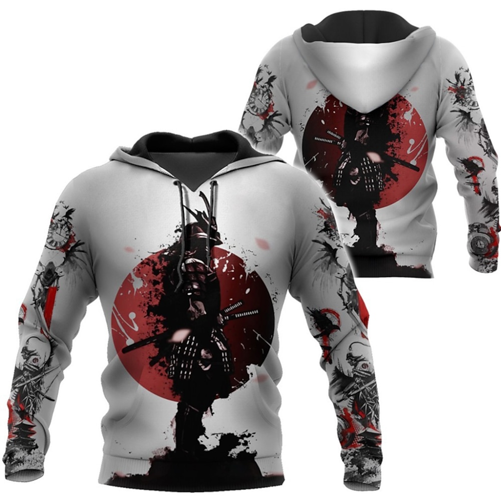 Herren Graphic Rüstung Hoodie Sweatshirt Kapuze Hoodies Pullover Hoodie Sweatshirt Kapuze Langarm Sweatshirt mit Kapuze Mit Kapuze Sportbekleidung 3D-Druck Casual Täglich Festtage Grau mit Schnürung Lightinthebox