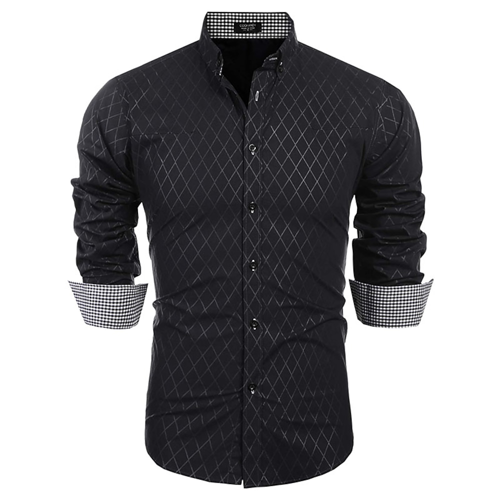 Herren Oberhemd Knopfhemd Kariertes Hemd trachtenhemd Kragenhemd Schwarz Wein Armeegrün Purpur Langarm Plaid / Karomuster Umlegekragen Frühling Herbst Hochzeit Outdoor Bekleidung Bedruckt Lightinthebox