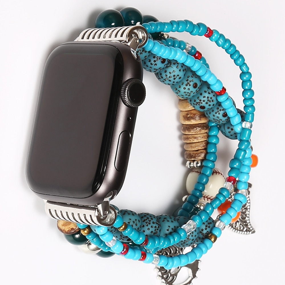 Schmuck Armband Kompatibel mit Apple Watch Armband 38mm 40mm 41mm 42mm 44mm 45mm 49mm Damen Elasthan Perlenbesetzt Glasperlen Ersatzarmband für iwatch Ultra 2 Series 9 8 7 SE 6 5 4 3 2 1 Lightinthebox