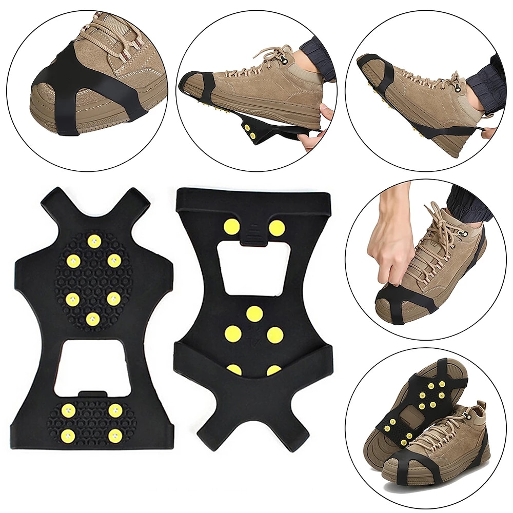 Eis- und Schneegriffe Stollen über Schuh/Stiefel Traktionsstollen Gummispikes Anti-Rutsch 10 Stahlnoppen Steigeisen Schlupf-Stretch-Schuhe Lightinthebox