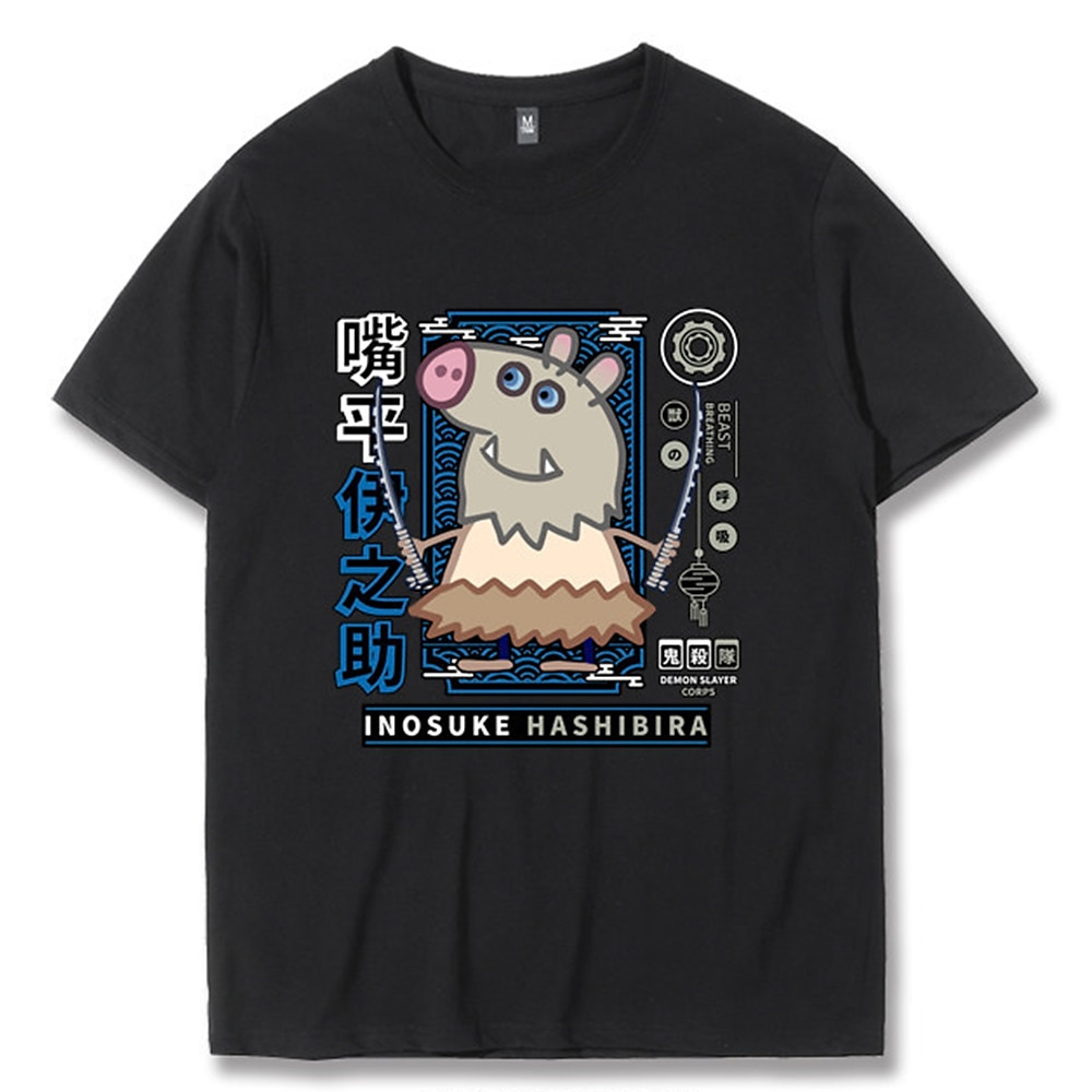 Inosuke Hashibira T-Shirt-Ärmel Zeichentrick Manga Anime Harajuku Grafik Kawaii Für Paar Herren Damen Erwachsene Zurück zur Schule Heißprägen Lightinthebox