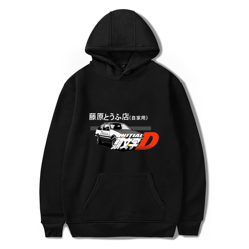 Initial D Takumi Fujiwara Kapuzenshirt Zeichentrick Manga Anime Harajuku Grafik Kawaii Für Paar Herren Damen Erwachsene Zurück zur Schule Heißprägen Lightinthebox