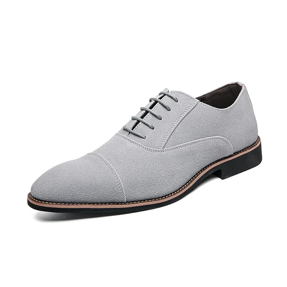 Herren Outdoor Derby-Schuhe Wildlederschuhe Karierte Schuhe im britischen Stil Komfort Schuhe Brautkleider schlicht Britisch Täglich Büro Karriere Wildleder Schnürsenkel Schwarz Grau Frühling Herbst Lightinthebox