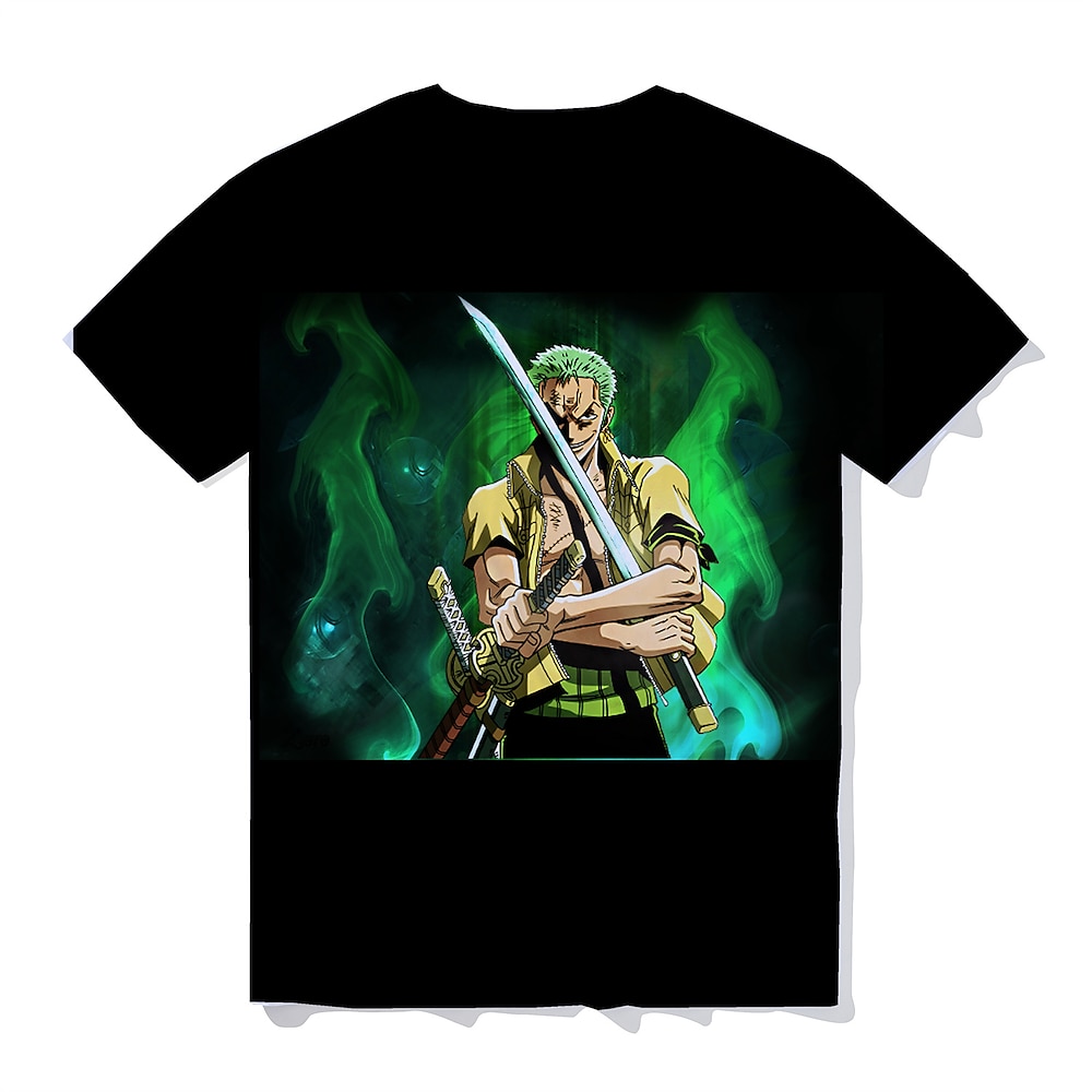 One Piece Roronoa Zoro T-Shirt-Ärmel Zeichentrick Manga Anime 3D Harajuku Grafik Kawaii Für Paar Herren Damen Erwachsene Zurück zur Schule 3D-Druck Lightinthebox