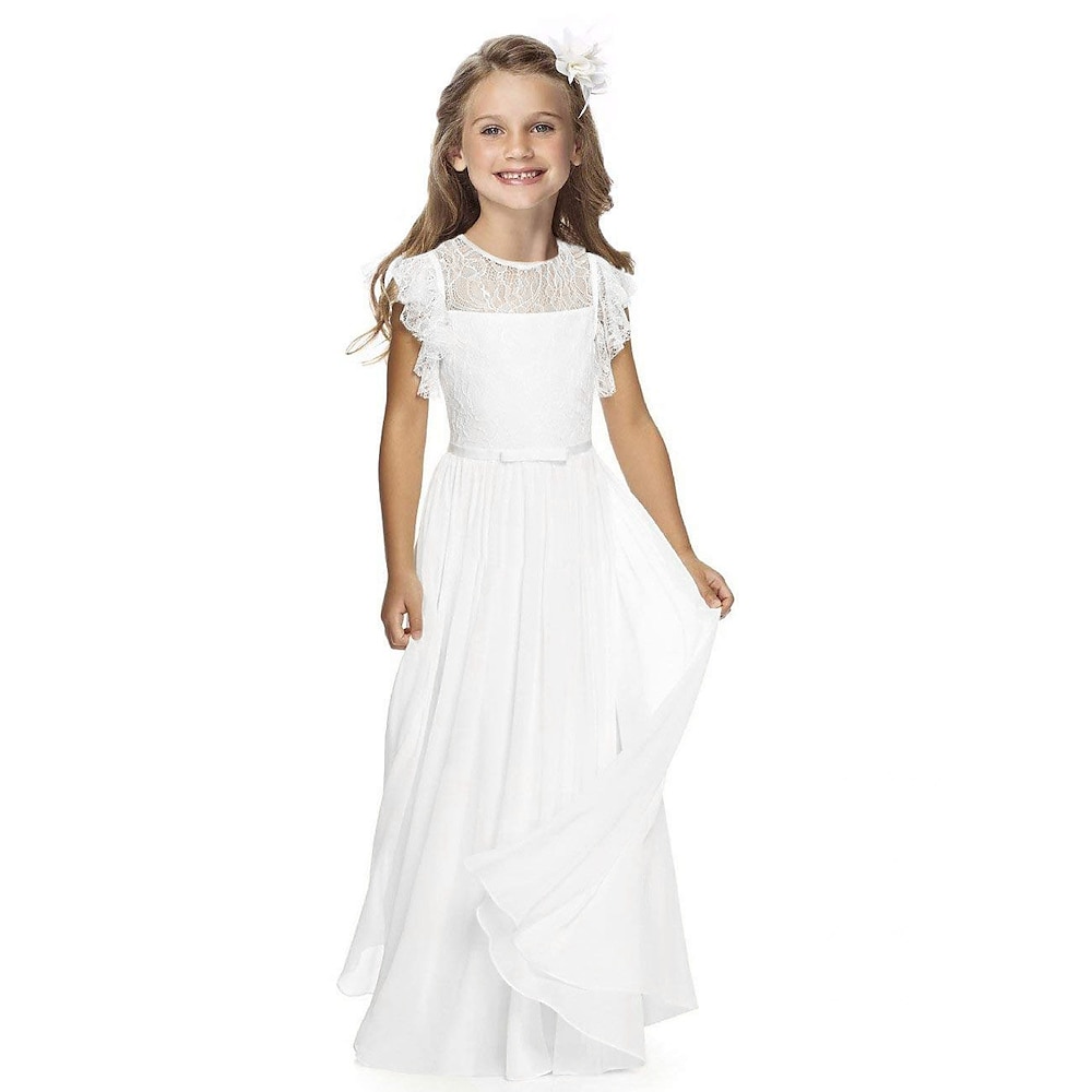 kinderkleidung Mädchen Party Kleid Feste Farbe Kurzarm Leistung Hochzeit Pegeant Modisch Prinzessin Baumwolle Knielang abendkleider Sommerkleid Blumenmädchenkleid Sommer Frühling 3-10 Jahre Schwarz Lightinthebox