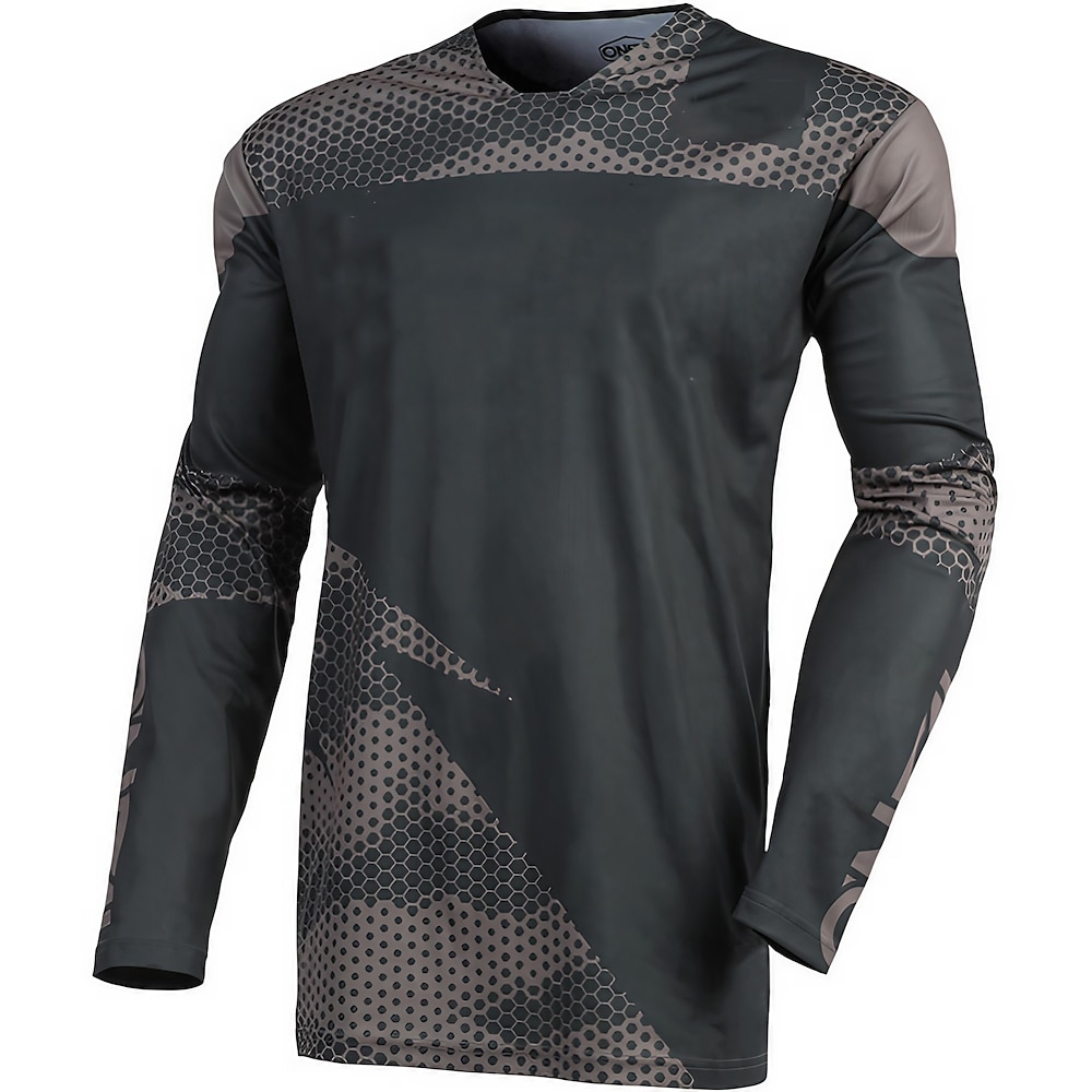 Herren Downhill Jersey Langarm MTB Mountain Rennrad Grün Grau Fahhrad Atmungsaktiv Schnelltrocknend Polyester Spandex Sport Geometrie Bekleidung Lightinthebox