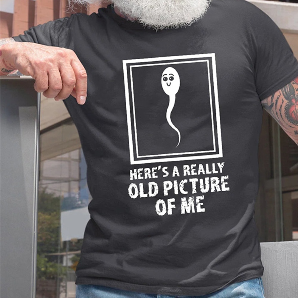 Herren Graphic Buchstabe Ein sehr altes Bild von mir T Shirt Legerer Stil 100% Baumwolle Kurzarm Grafik Hemd Wein Schwarz Olivgrün Bequemes T-Shirt Strasse Casual Modedesigner-Kleidung Lightinthebox