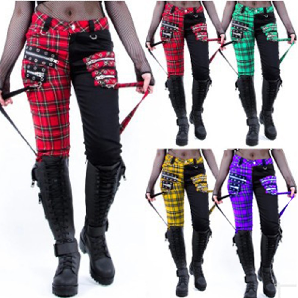 Gothic Punk Gothic Steampunk Hosen Maskerade Normallänge Pest Arzt Übergrössen Damen Schottenstoff Kariert Normal Halloween Karneval Maskerade Halloween Abiball Freizeitskleidung Junior Erwachsene Lightinthebox