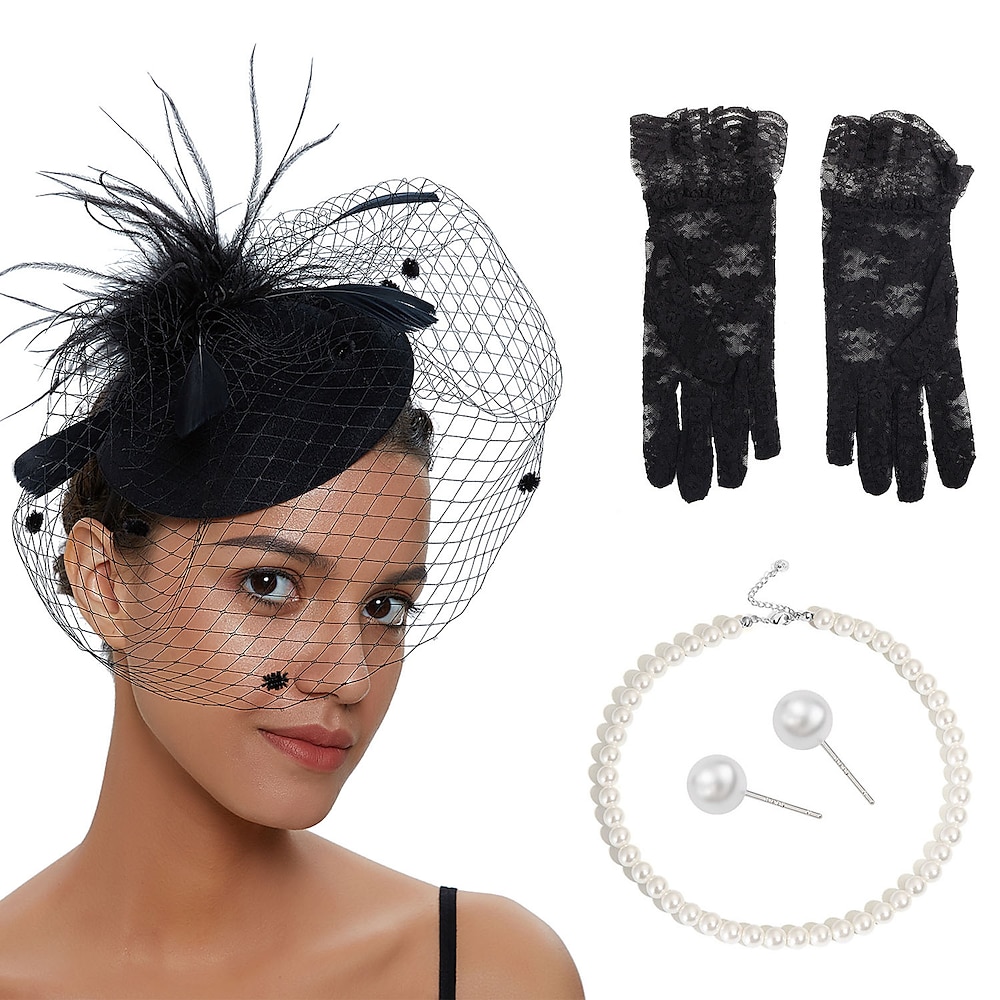 Retro Vintage 1950s 1920s Kopfbedeckung Partykostüm Fascinator-Hut Damen Maskerade Party / Abend Erwachsene Handschuhe Ohrringe Halsketten Lightinthebox