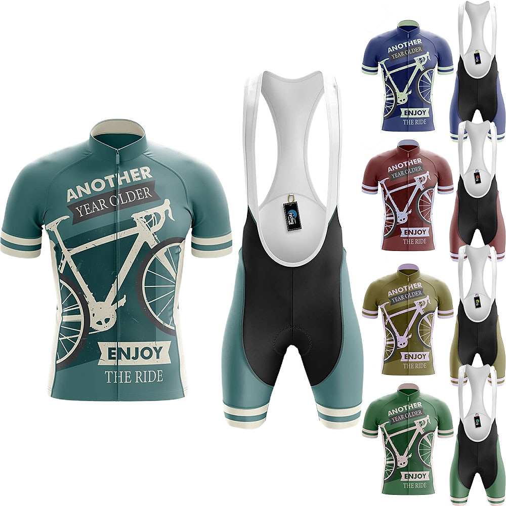 21Grams Herren Radtrikot mit Radhose kurz Trägern fahrradbekleidung set Kurzarm MTB Mountain Rennrad Grün Königsblau Rot Graphic Fahhrad Sportkleidung 3D-Pad Atmungsaktiv Rasche Trocknung / Lightinthebox