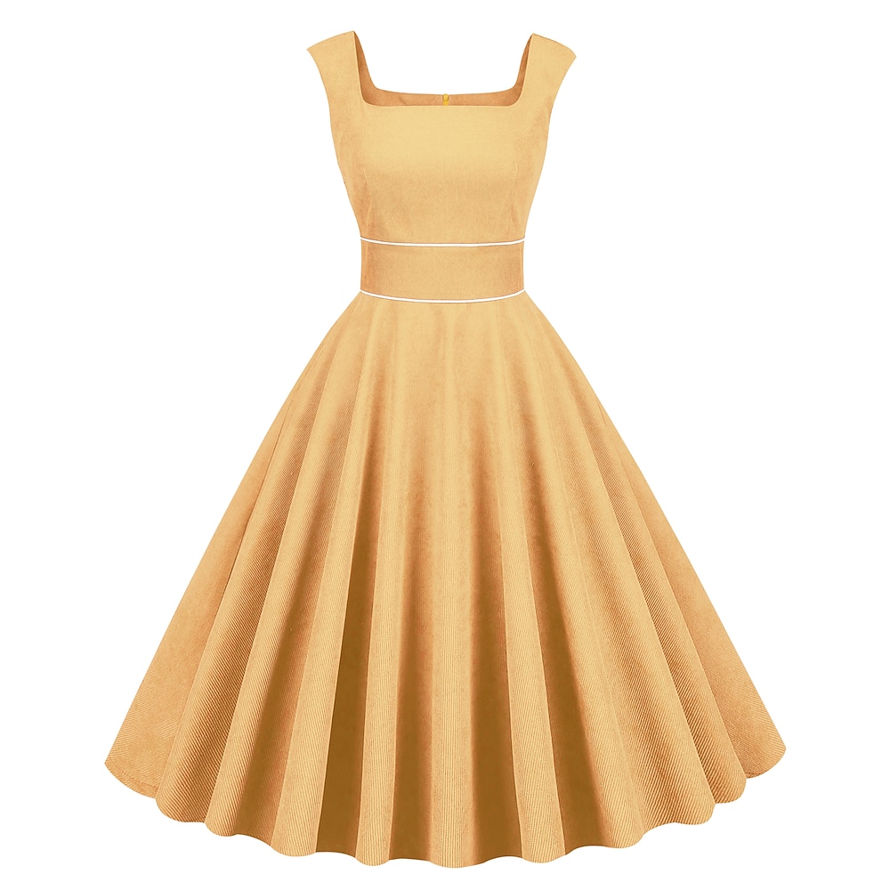 Retro Vintage 1950er Urlaubskleid Cocktailkleid Kleid Schlagkleid Damen Erwachsenenkostüm Vintage Cosplay Casual Daily Ärmellos Midi A-Linienkleid Maskerade Lightinthebox