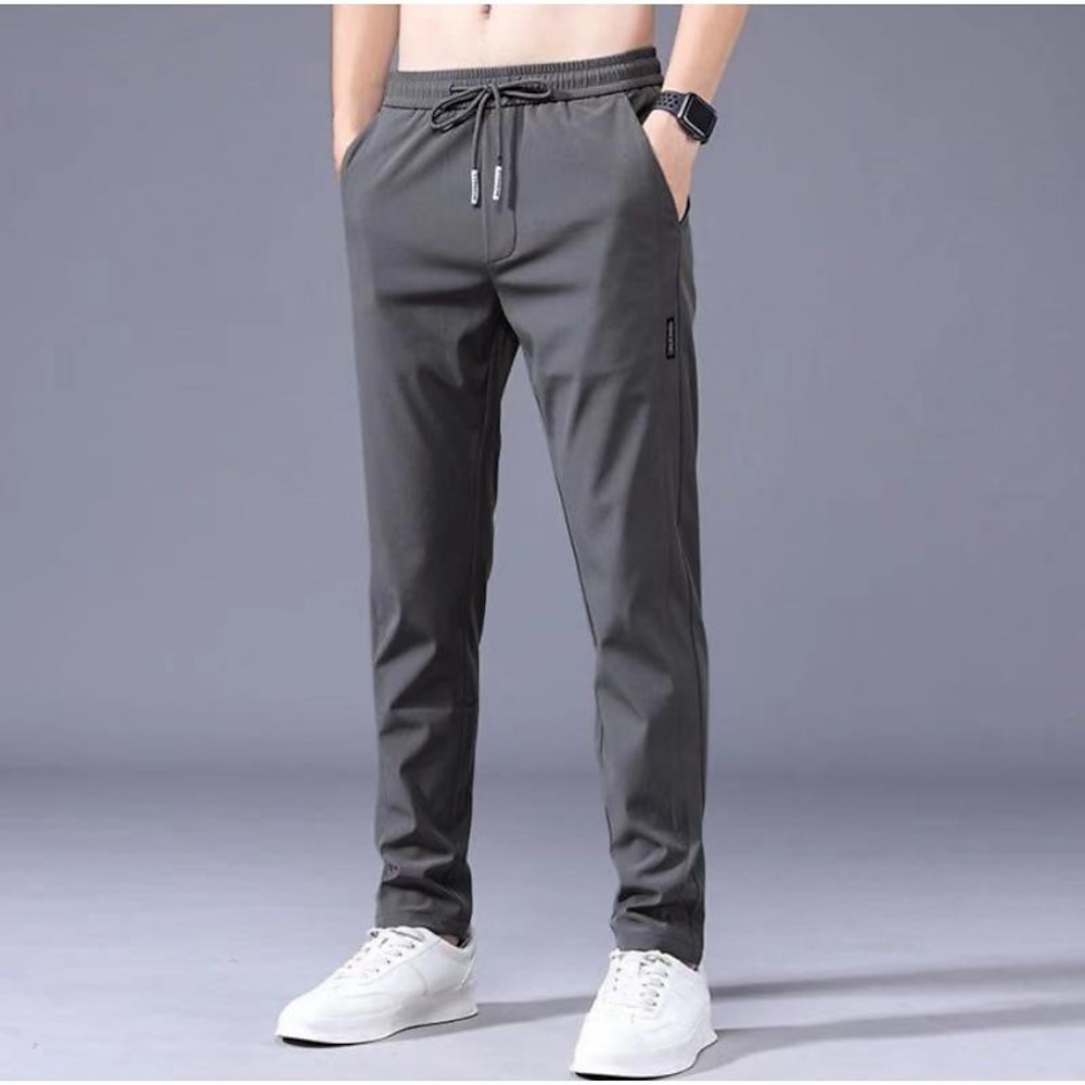 Herren Hose Hosen Freizeithose Kordelzug Elastische Taille Feste Farbe Atmungsaktiv Schnelltrocknend Formal Wochenende Klassisch Casual / sportlich Schlank Schwarz 1 dunkelgrau 1 Lightinthebox