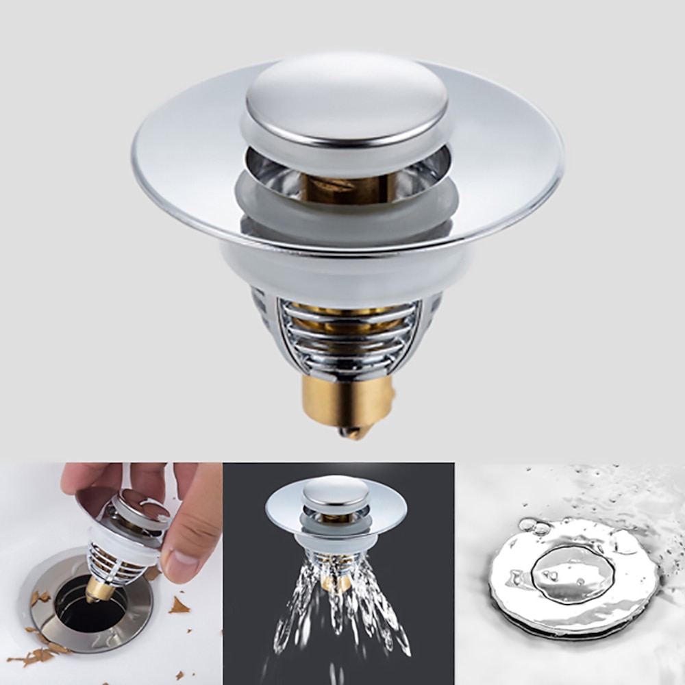 Universal-Edelstahl und Kupfer Pop-up Bounce Core Beckenablauffilter Haarfänger Duschwanne Sieb Badewannenstopper Badewannenstopper Plug Badewanne Badezimmerwerkzeug Lightinthebox