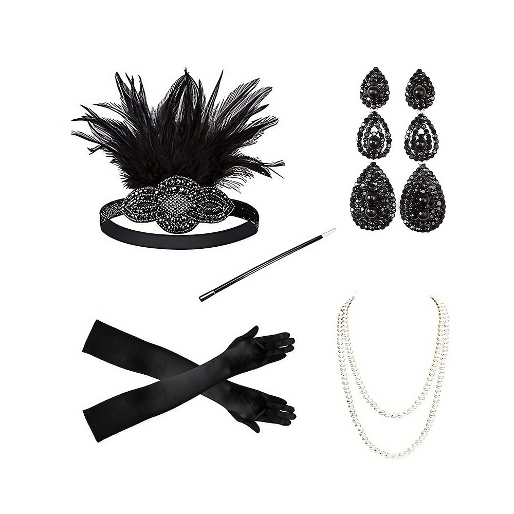 Retro Vintage 1920s Maskerade Zubehör-Set Der große Gatsby Charleston Damen Maskerade Party / Abend Erwachsene Handschuhe Ohrringe Halsketten Lightinthebox