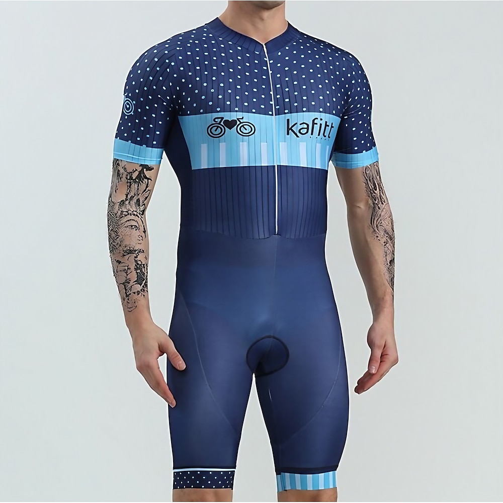 BOESTALK Herren Kurzarm Triathlonanzug Sommer Elasthan Grün / gelb Himmelblau Blau Streifen Patchwork Punkt Fahhrad Sportkleidung Atmungsaktiv Anatomisches Design Rasche Trocknung / Dehnbar Lightinthebox