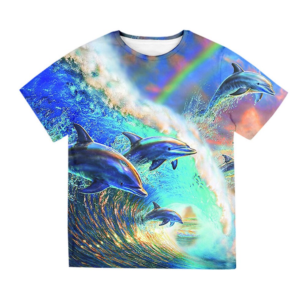 Jungen 3D Tier T-Shirt Kurzarm 3D-Druck Sommer Frühling Aktiv Sport Modisch kinderkleidung 3-12 Jahre Outdoor Täglich Regular Fit Lightinthebox