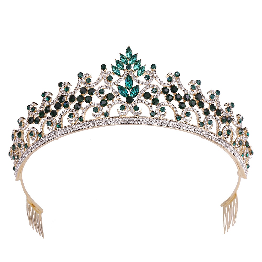 Vintage Barock Prinzessin Krone Mädchen - Tiaras und Kronen für Frauen Mädchen - Königin runde Geburtstagskrone, Kostümparty Haarschmuck für Geburtstagswettbewerb Cosplay Party (bunte Krone) Lightinthebox