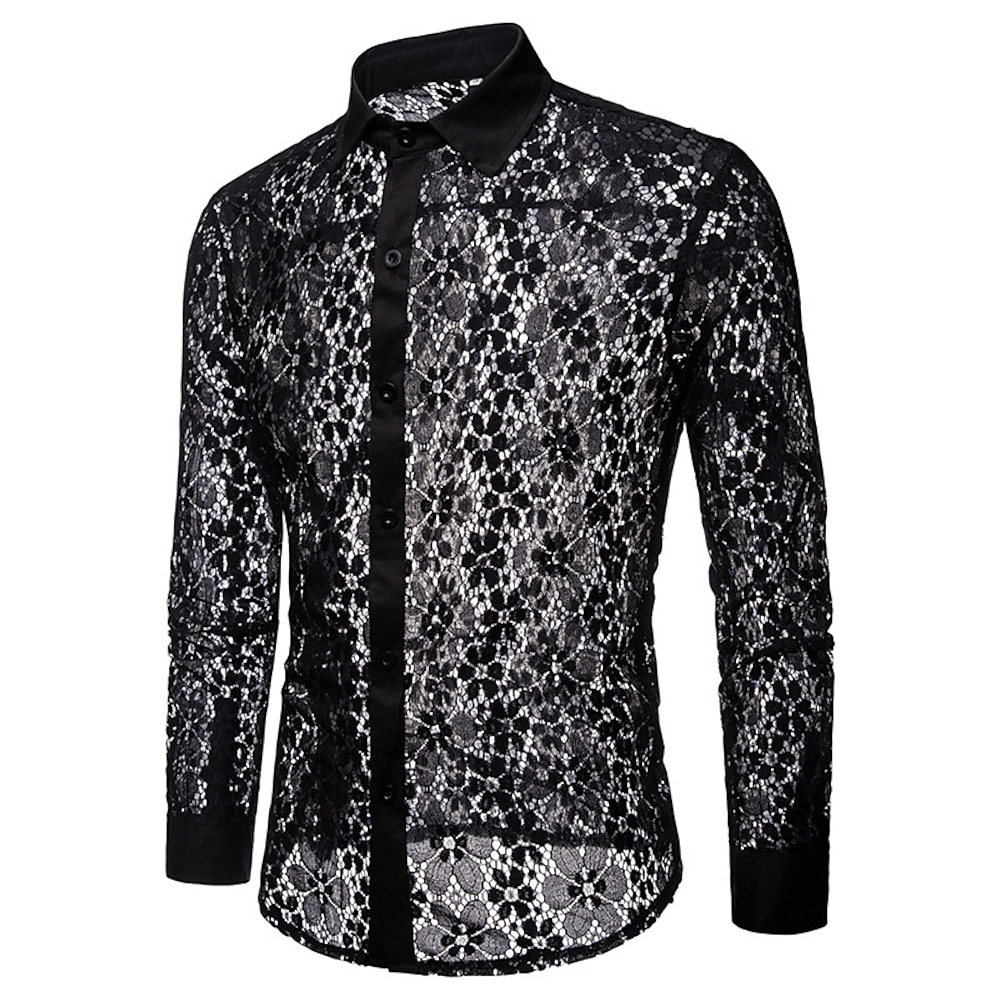 Punk Gothic Viktorianisch Mittelalterlich Bluse / Hemd Maskerade Prinz Umlegekragen Herren Maskerade Party / Abend Erwachsene Bluse Lightinthebox