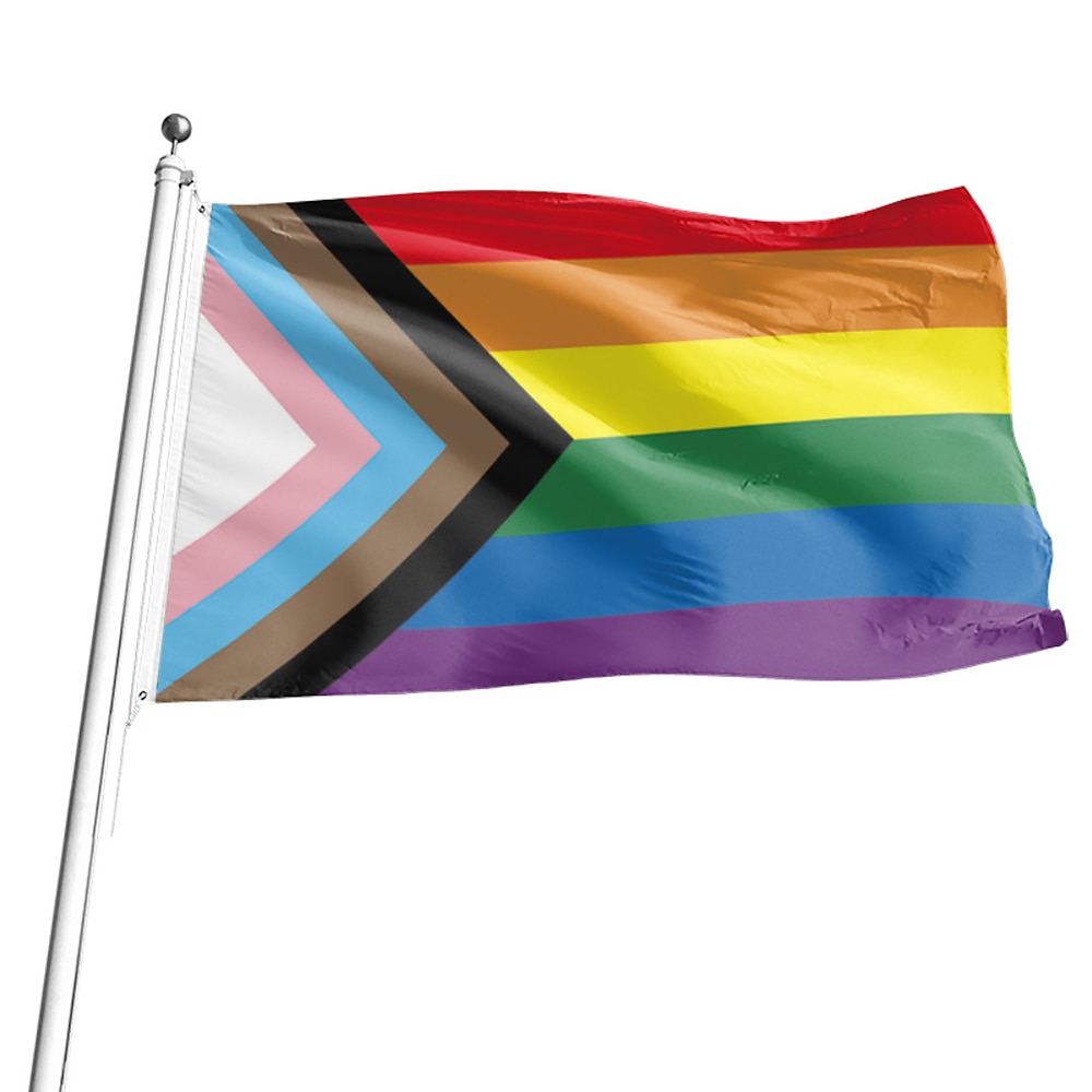 Regenbogenflagge 3ftx5ft im Freien alles inklusive progressiver Stolz 100d bisexuell lgbtq nicht binär lesbisch schwul transgender stolz proculsexual flags Lightinthebox