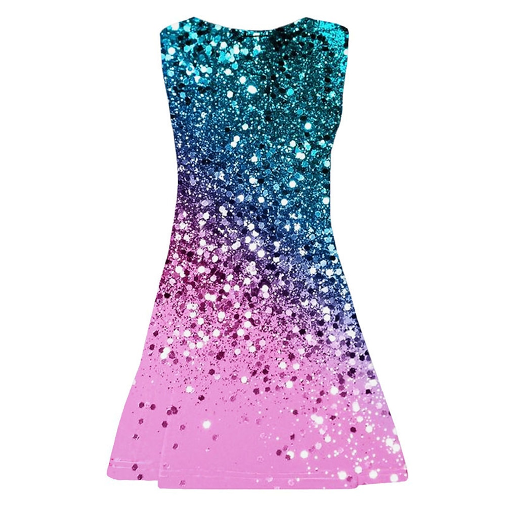 Kinder Wenig Mädchen Kleid Graphic A Linie Kleid Täglich Festtage Urlaub Bedruckt Purpur Übers Knie Ärmellos Alltag nette Art Süß Kleider Frühling Sommer Regular Fit 3-10 Jahre Lightinthebox