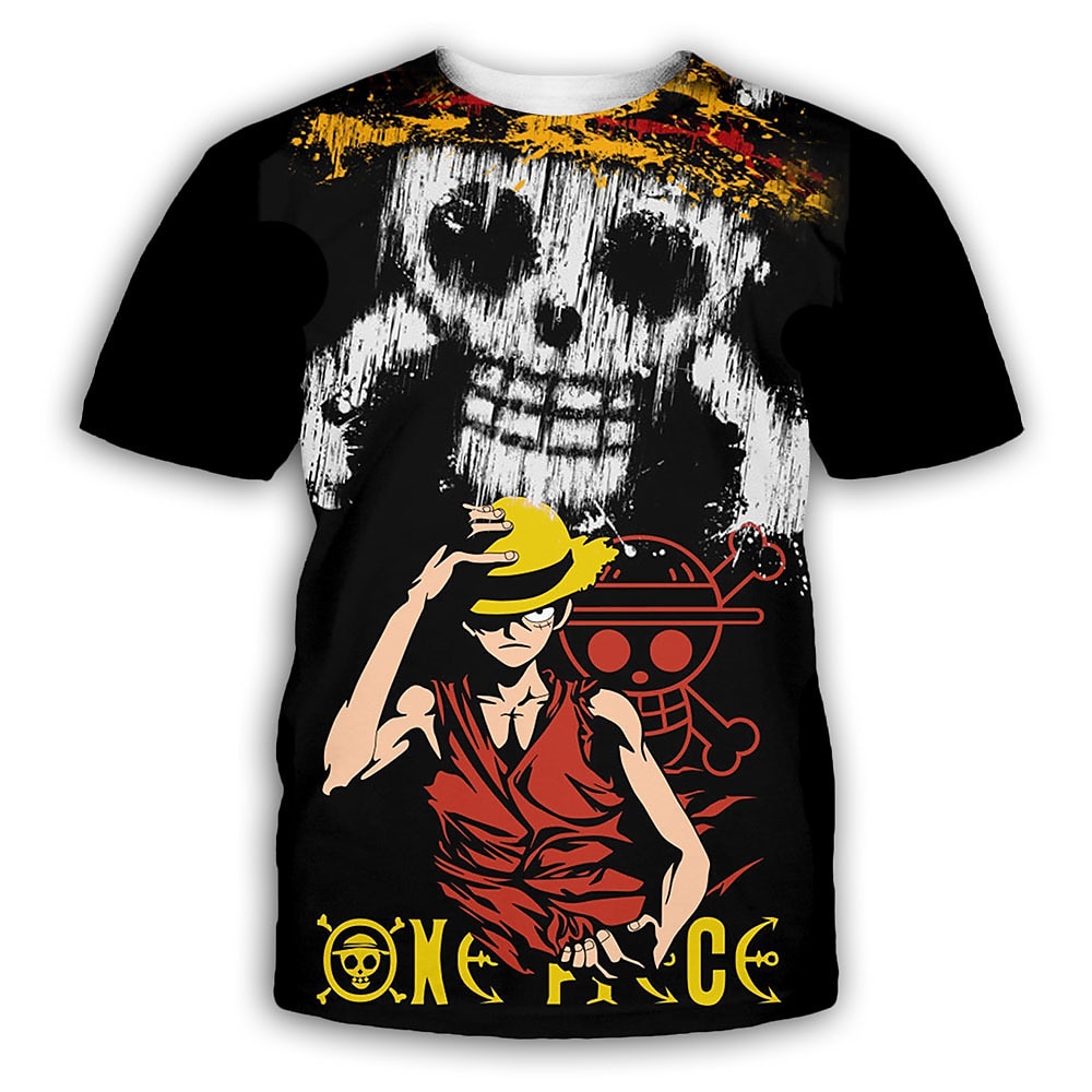 One Piece Affe D. Ruffy T-Shirt-Ärmel Anime Zeichentrick Anime 3D 3D Harajuku Grafik Für Paar Herren Damen Erwachsene Zurück zur Schule 3D-Druck Lightinthebox