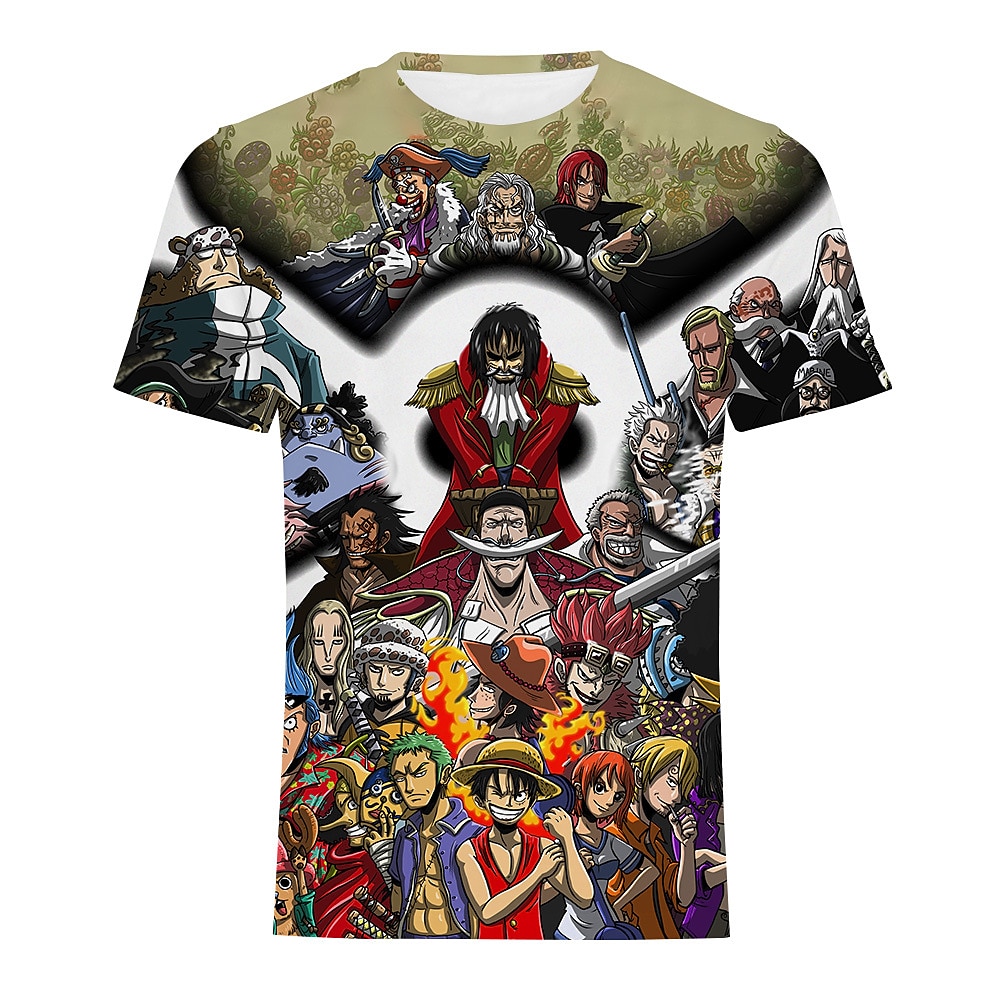 One Piece Affe D. Ruffy Roronoa Zoro Trafalgar Law T-Shirt-Ärmel Anime Zeichentrick Anime 3D 3D Harajuku Grafik Für Paar Herren Damen Erwachsene Zurück zur Schule 3D-Druck Lightinthebox