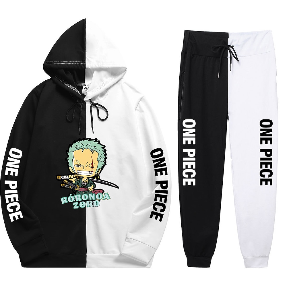 One Piece Affe D. Ruffy Hosen Austattungen Kapuzenshirt Anime Harajuku Grafik Kawaii Für Paar Herren Damen Erwachsene Zurück zur Schule Heißprägen Lightinthebox