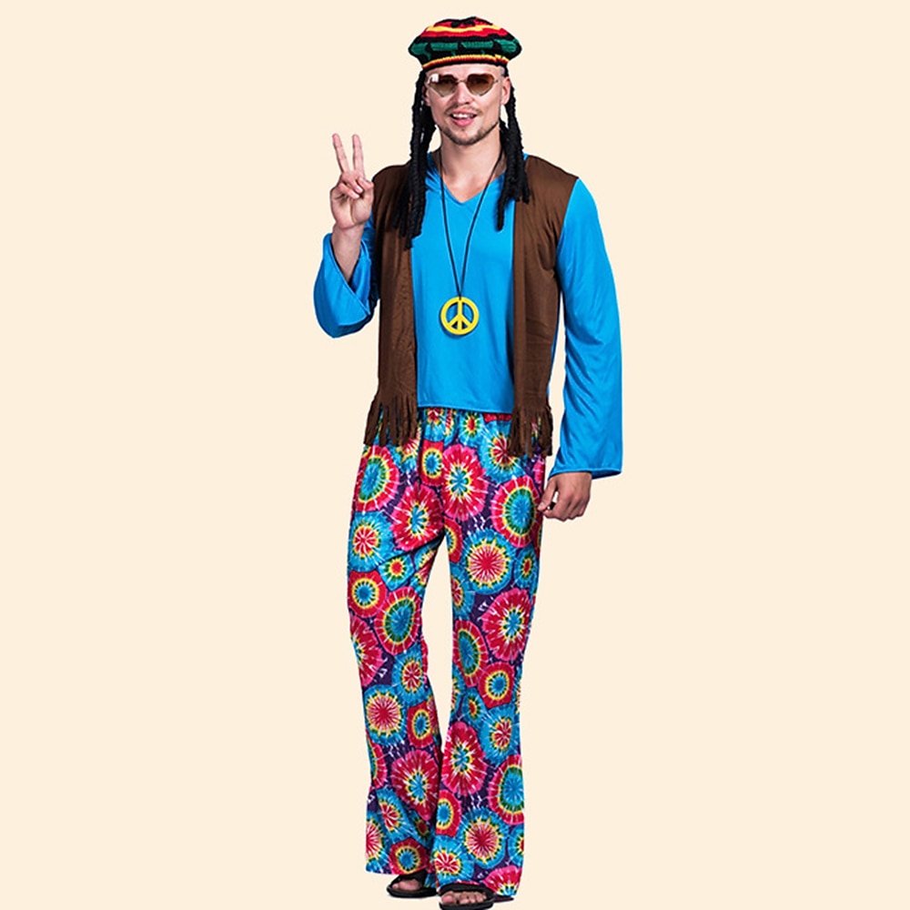 Scheibe 1960er Hippie 1970er Disko Partykostüm Maskerade Herren Kostüm Jahrgang Cosplay Party / Abend Langarm Weste Maskerade / oben / Hosen / oben / Hosen Schlager Outfit Lightinthebox