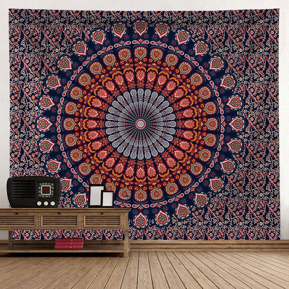 Mandala Bohemian Wandteppich Kunst Dekor Decke Vorhang hängen zu Hause Schlafzimmer Wohnzimmer Wohnheim Dekoration Boho Hippie psychedelische Blumenblume Lotus Indianer Lightinthebox