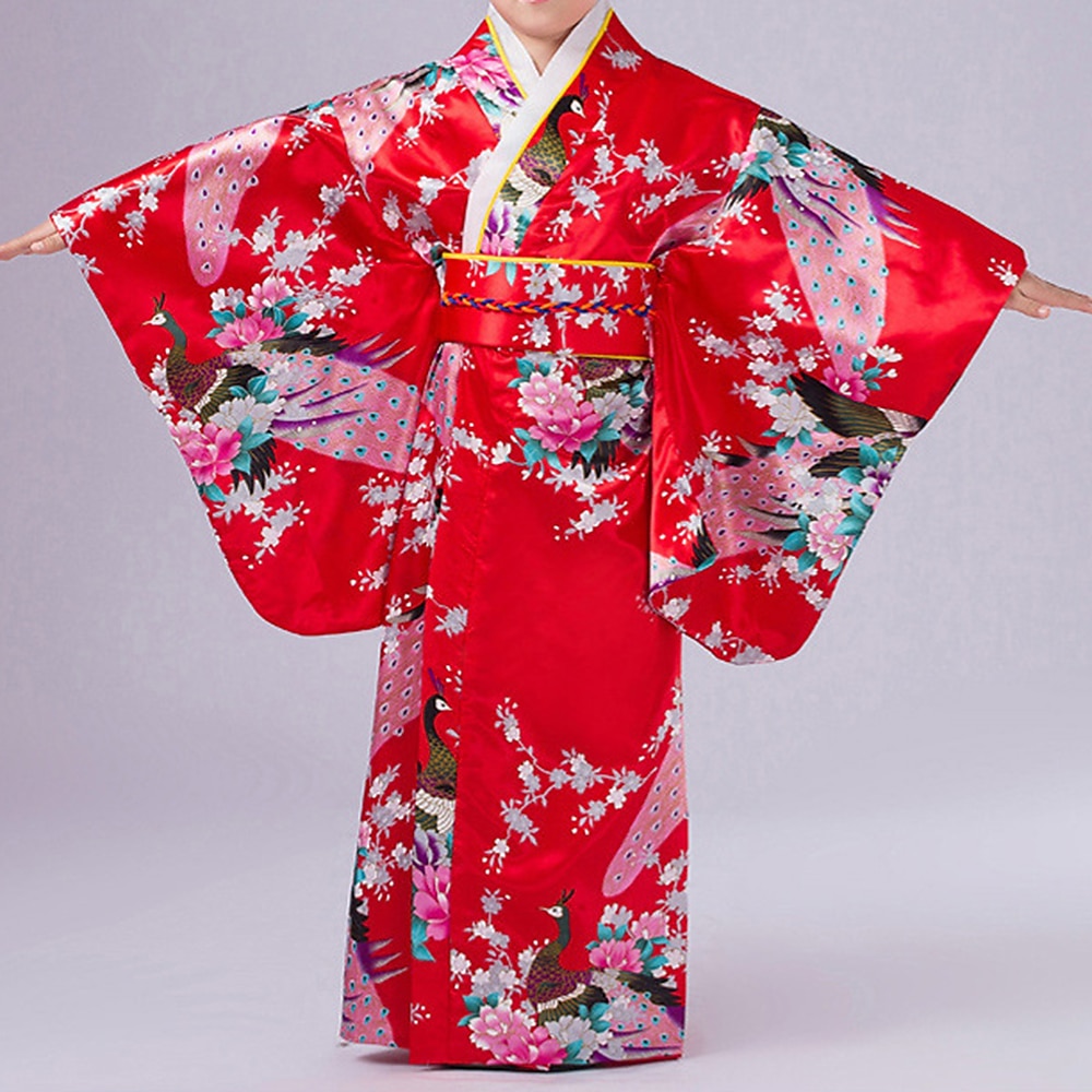 Mädchen Yukata Kleid Kimonoo Japanisch traditionell Maskerade Kinder Kimono Mantel Taillengürtel Party Lightinthebox