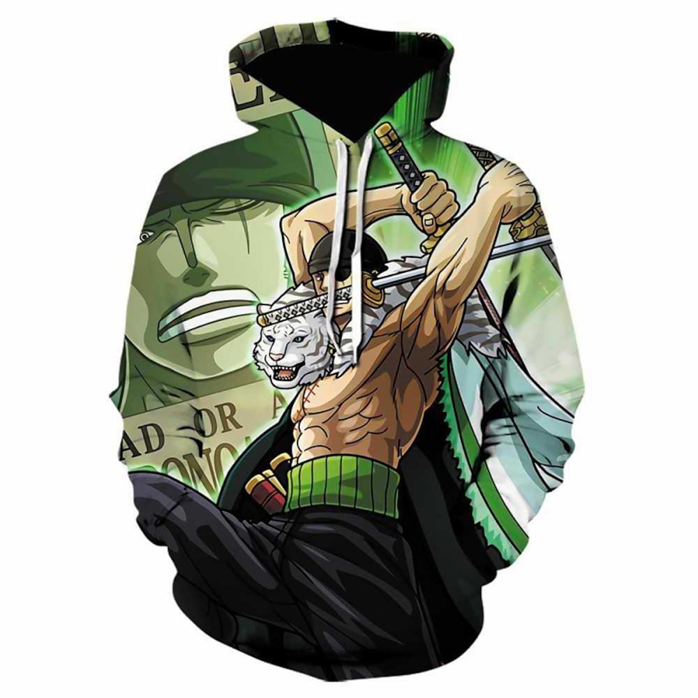 One Piece Affe D. Ruffy Roronoa Zoro Kapuzenshirt Anime Zeichentrick Anime 3D 3D Harajuku Grafik Für Paar Herren Damen Erwachsene Zurück zur Schule 3D-Druck Lightinthebox