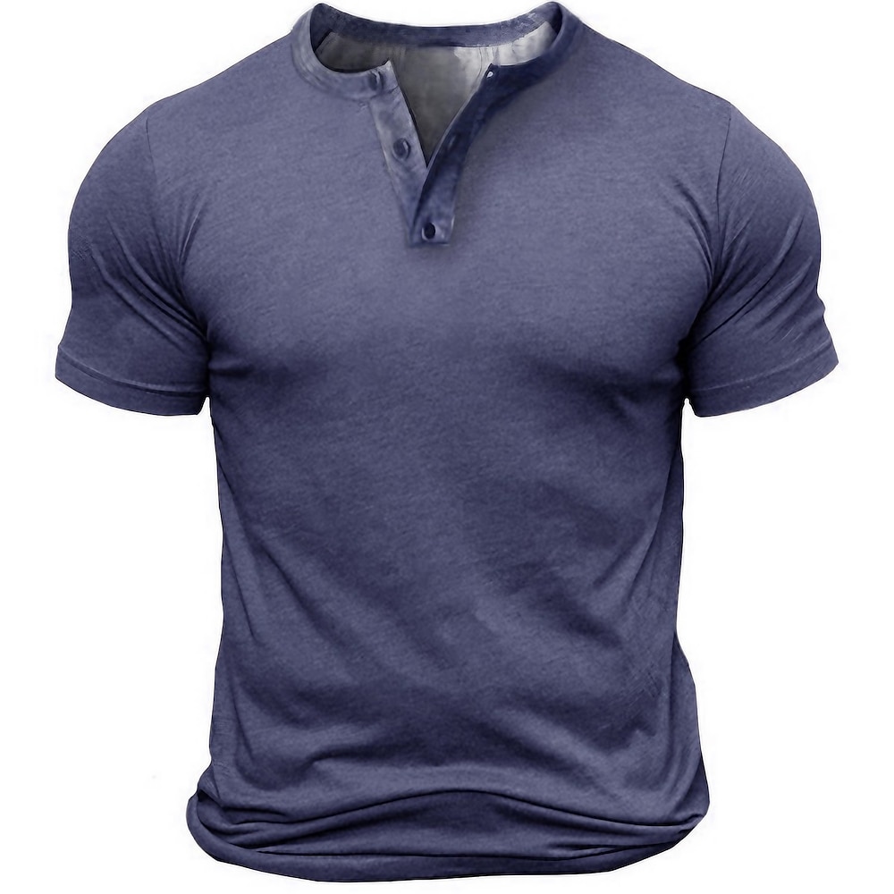 Herren Henley Shirt T-Shirt Glatt Henley Urlaub Ausgehen Kurzarm Taste Bekleidung Modisch Designer Basic Lightinthebox