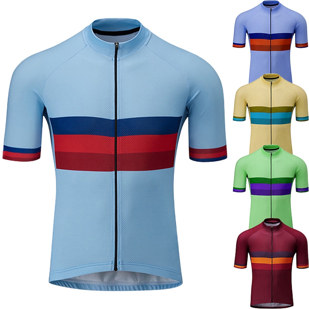 Herren Radtrikot fahrradbekleidung Fahrradtrikot Kurzarm Fahhrad Trikot Shirt mit 3 Gesäßtaschen MTB Mountain Rennrad UV-beständig Atmungsaktiv Schnelltrocknend Reflexstreiffen Weinrot Gelb Grün Lightinthebox