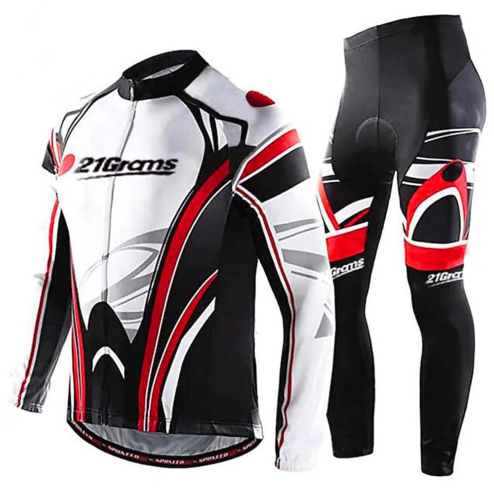 21Grams Herren Radtrikot mit Radhose lang fahrradbekleidung set Langarm MTB Mountain Rennrad Winter Weiß Grün Himmelblau Fahhrad Sportkleidung 3D-Pad Atmungsaktiv Rasche Trocknung / Elasthan / Lightinthebox