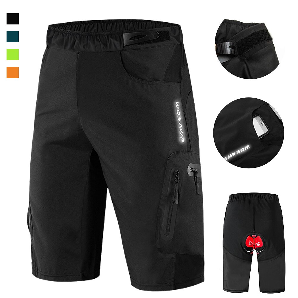 WOSAWE Herren Kurze Radhose MTB Radunterhose Radhose Fahhrad Gepolsterte Shorts / Gämse Mountainbike Shorts Lockere Passform MTB Mountain Rennrad Sport 3D-Pad Radfahren Atmungsaktiv Anatomisches Lightinthebox