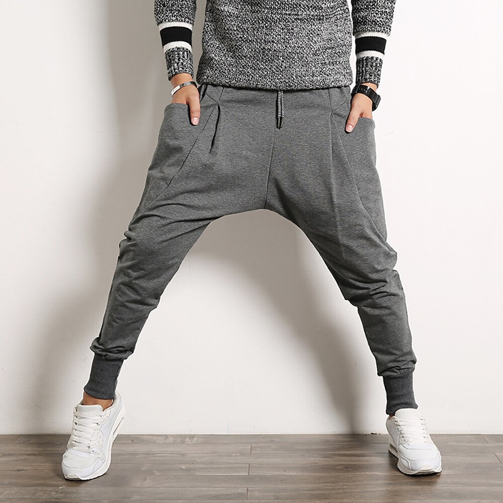 Herren Haremshosen Jogginghose Jogger Karottenhose Hose Hosen Freizeithose Kordelzug Elastische Taille Feste Farbe Komfort Atmungsaktiv Knöchellänge Casual Täglich Strassenmode Sport Modisch Lightinthebox